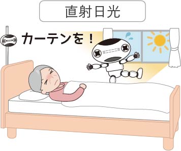 離床センサーe伝之介くん ご使用上の注意 直射日光が当たらないようカーテンを使ってください